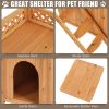 New Style Wood Pet House With Roof Balcony and Bed Shelter